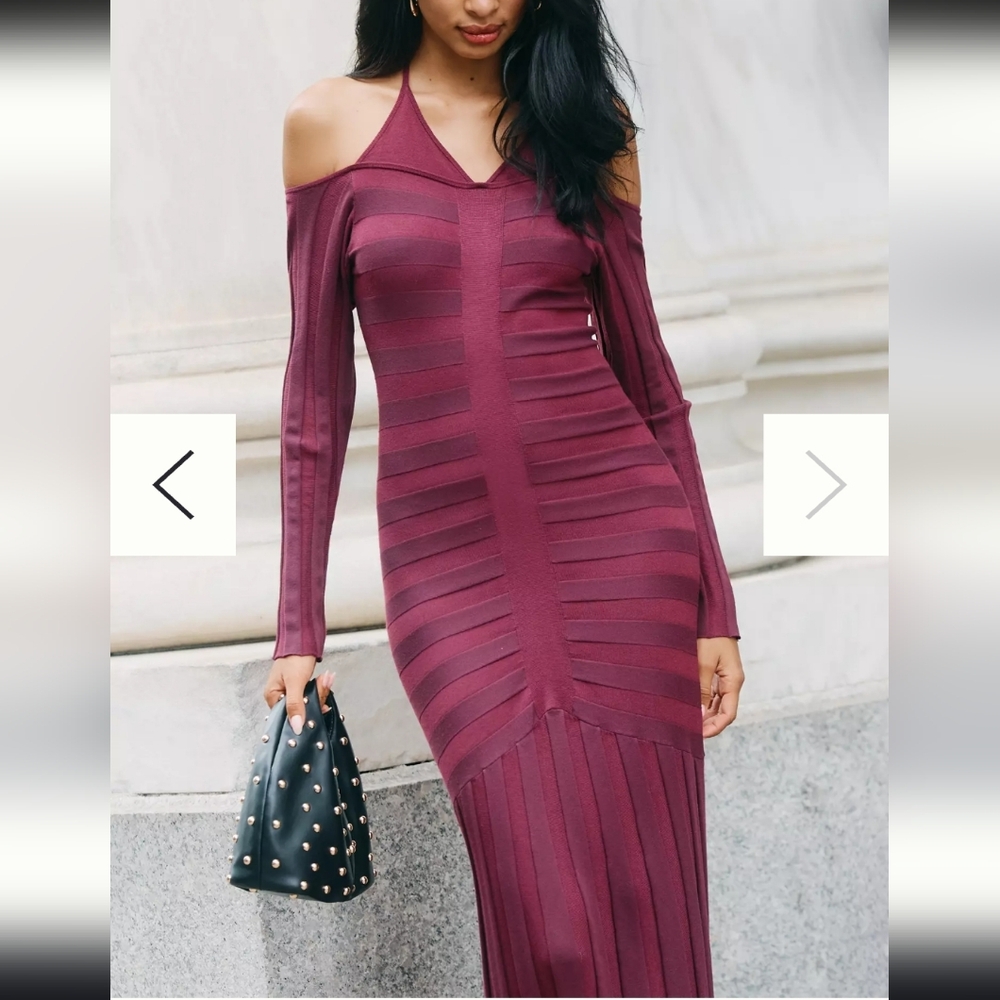 By Anthropologie Off-Shoulder Ruched Sweater Dress - Picture 2 of 12
